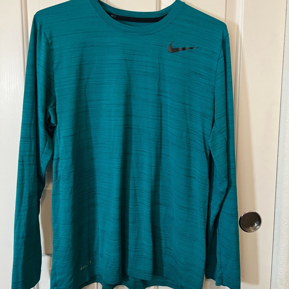 Nike Men's Teal Long Sleeve Dri Fit Shirt